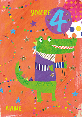 4 Today Crocodile Birthday Card