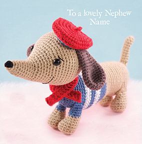 Lovely Nephew Sausage Dog Personalised Card