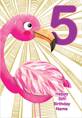 Flamingo 5 Today Birthday Card