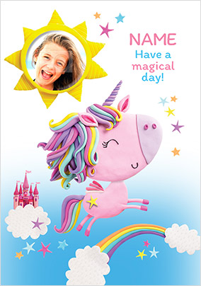 Unicorn Magical Photo Upload Birthday Card