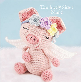 Lovely Sister Pig Personalised Birthday Card
