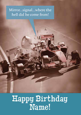 Formula One Birthday Card - F1 Crash