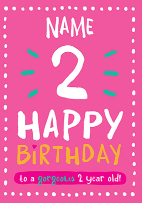 2nd Birthday Card 2 Today Pink - Rock, Paper, Awesome