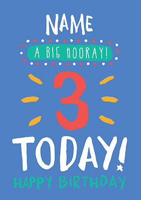3rd Birthday Card 3 Today Blue - Rock, Paper, Awesome