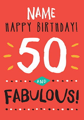 50th Birthday Card 50 Today Orange - Rock, Paper Awesome