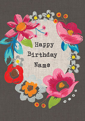 Sarah Kelleher - Floral Personalised Birthday Card