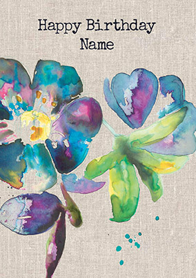 Sarah Kelleher - Blue Flowers Personalised Card