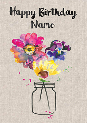 Sarah Kelleher - Flower Vase Personalised Birthday Card