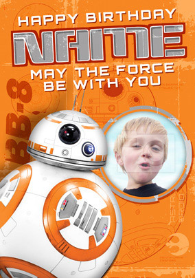 BB8 Photo Birthday Card - Star Wars Force Awakens