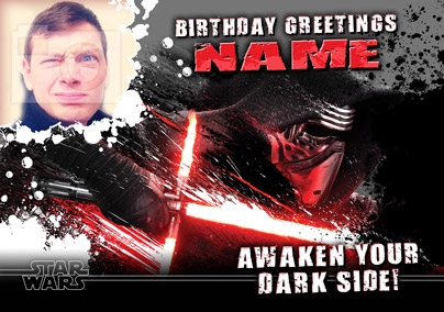 Kylo Ren Dark Side Birthday Card - Star Wars Force Awakens