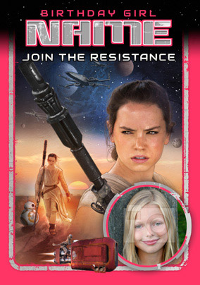 Rey & BB8 Birthday Girl Card - Star Wars Force Awakens