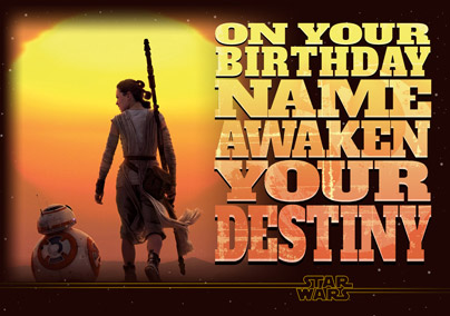 Star Wars The Force Awakens Rey Sunset Birthday Card