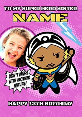 Marvel Kawaii Art - Storm Age 13 Sister Birthday Card