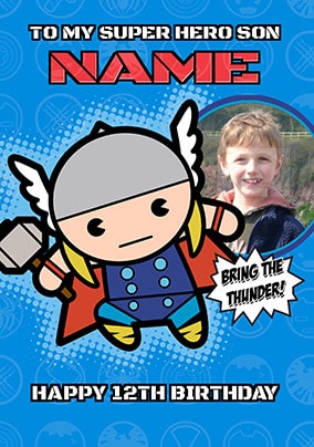 Marvel Kawaii Art - Thor Age 12 Son Birthday Card