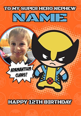 Marvel Kawaii Art - Wolverine Age 12 Nephew Birthday Card