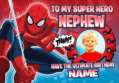 Ultimate Spider-Man Nephew Birthday Photo Card