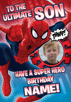 Ultimate Spider-Man Son Photo Birthday Card