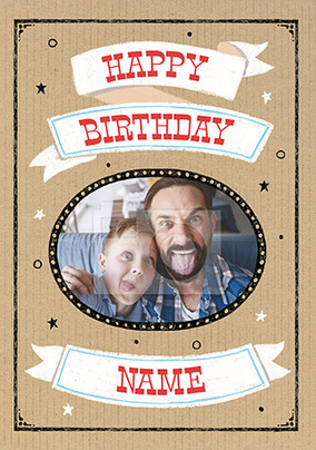 Happy Birthday Oval Frame Photo Card
