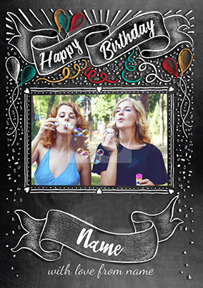 Happy Birthday Chalkboard Photo Card