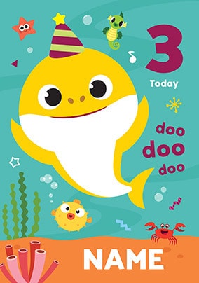 Baby Shark 3 Today Personalised Card