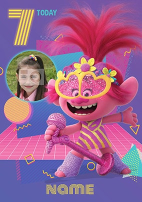 Trolls - 7 Today Photo Birthday Card