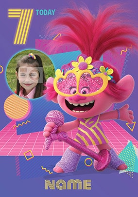 Trolls - 7 Today Photo Birthday Card