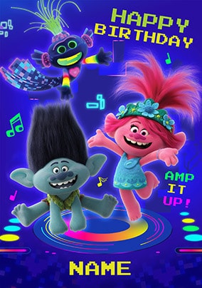 Trolls Happy Birthday Personalised Card