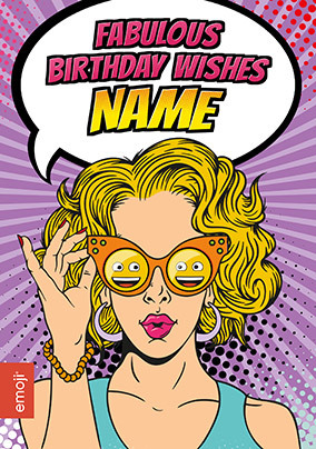 Birthday Girl Fabulous Wishes Emoji Card
