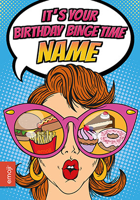 Birthday Binge Time Emoji Card