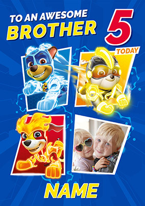 Paw Patrol Awesome Brother photo Birthday Card