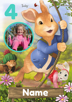 Peter Rabbit 4th Birthday photo Card