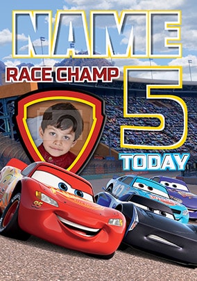 Cars 3 Age 5 Photo Birthday Card