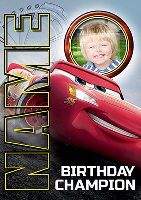 Lightning McQueen Photo Birthday Card