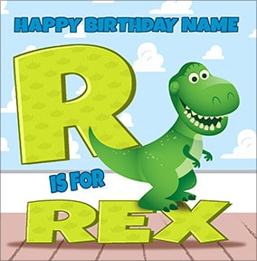 Toy Story - R For Rex Birthday Card