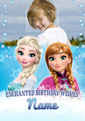 Elsa and Anna Photo Birthday Card