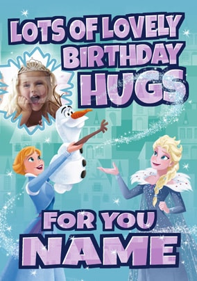 Elsa, Anna & Olaf Photo Birthday Card