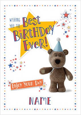 Barley Bear Best Birthday Personalised Card