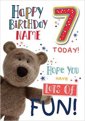 Barley Bear Boy's 7th Birthday Personalised Card