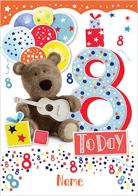 Barley Bear Boy's 8th Birthday Personalised Card