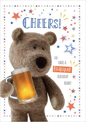 Barley Bear Birthday Cheers Personalised Card