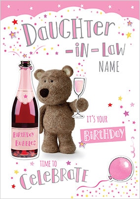 Barley Bear Daughter-In-Law Personalised Birthday Card