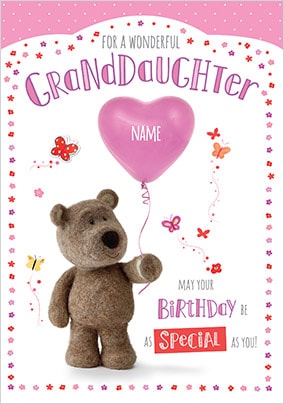 Barley Bear Granddaughter Personalised Birthday Card