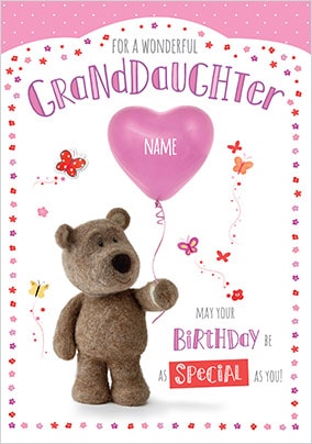 Barley Bear Granddaughter Personalised Birthday Card
