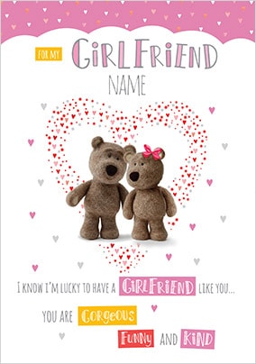 Barley Bear Girlfriend Personalised Card