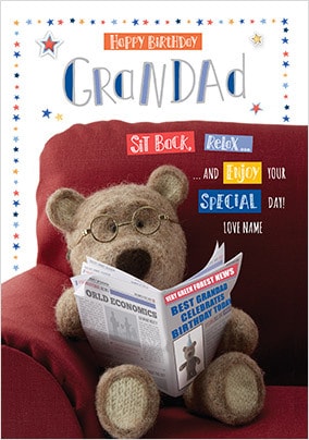Barley Bear Grandad Personalised Birthday Card