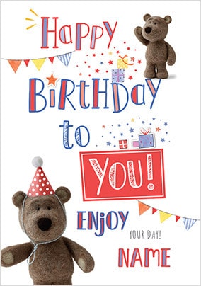 Barley Bear Happy Birthday Personalised Card