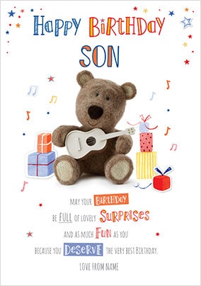 Barley Bear Son Birthday Personalised Card