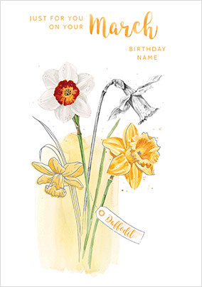 March Birthday Personalised Card