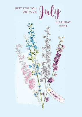 July Birthday Personalised Card