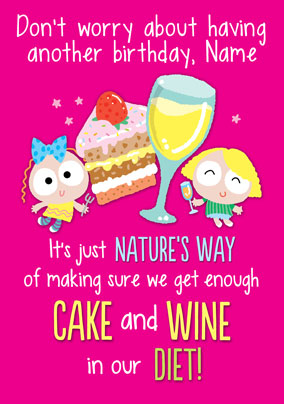 Cake and Wine Diet Birthday Card - Tickety Boo